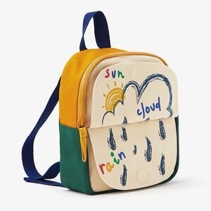 Zara Toddler Colorblock Weather Canvas Book Flap Mini Backpack